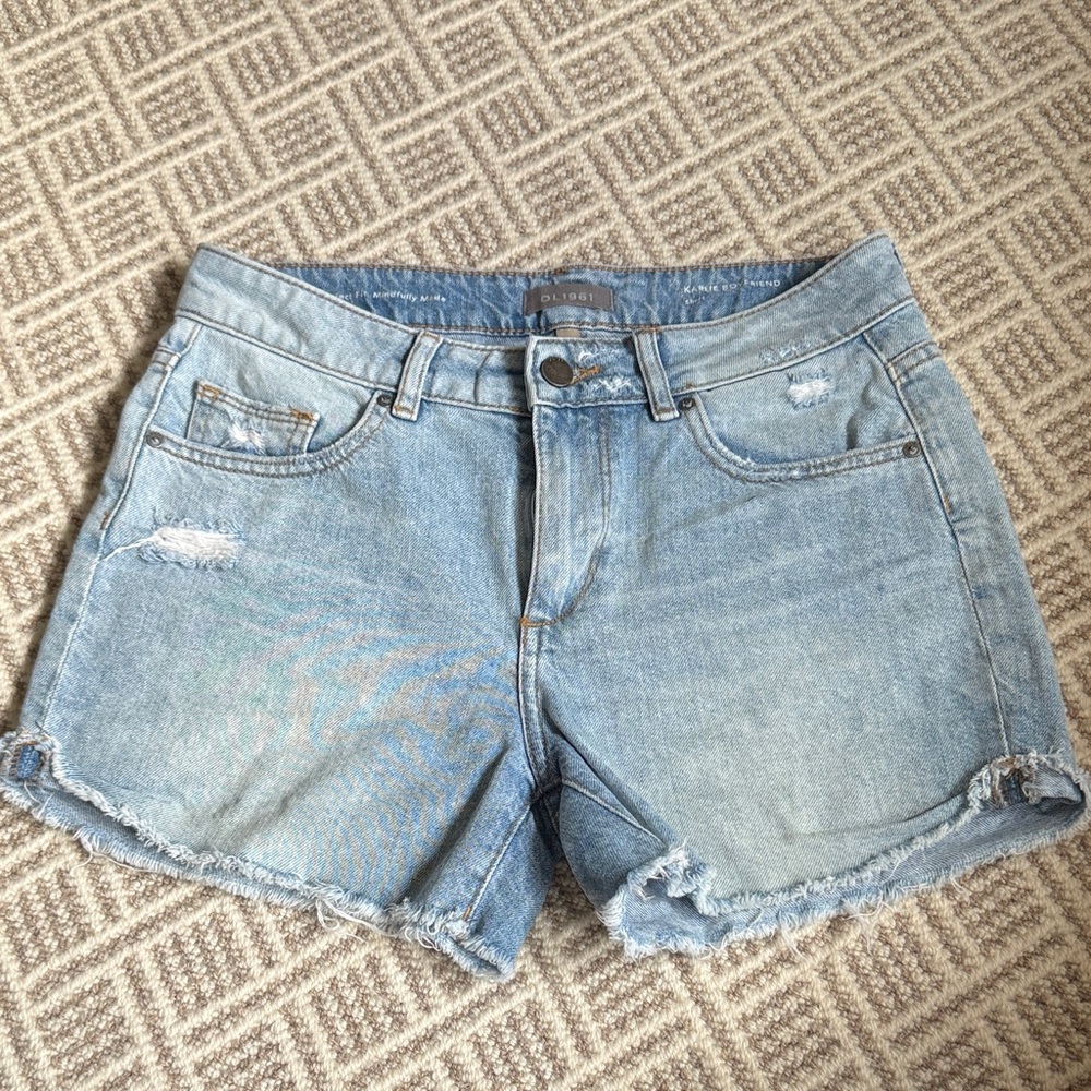 DL1961 Karlie Boyfriend Light Blue Distressed Women Shorts